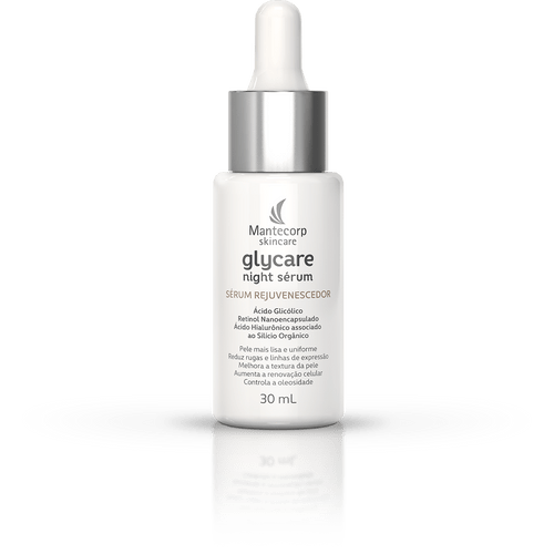 Glycare Night Sérum é um rejuvenescedor facial para todos os tipos de pele que vem em uma embalagem contendo 30ml