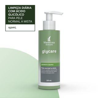 O Sabonete Líquido Glycare promove a limpeza diária do rosto de quem tem a pele normal a mista graças ao ácido glicólico