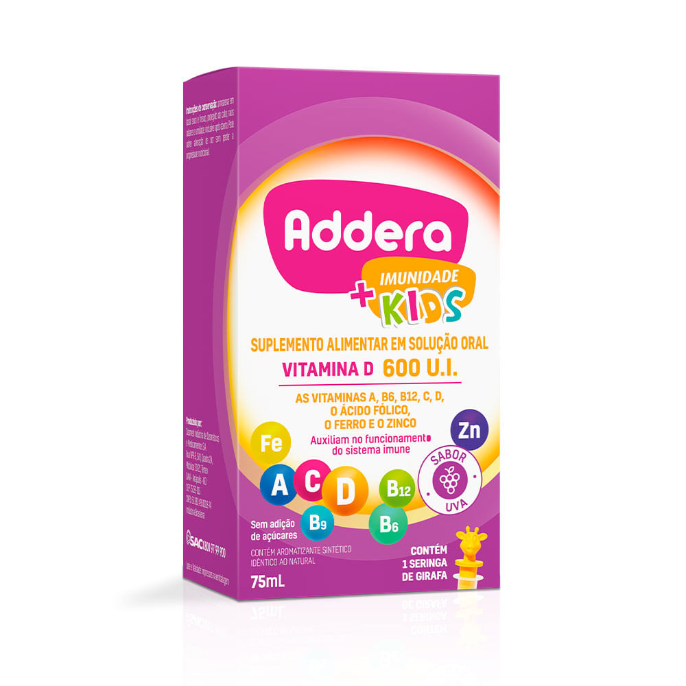 Vitamina D Addera 600UI + Imunidade Kids 75ml - ihypera2022