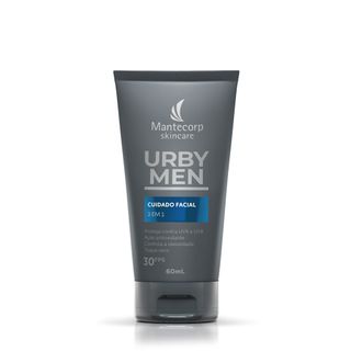 A Loção Facial 3 em 1 da linha Urby Men vem em uma embalagem contendo 60ml