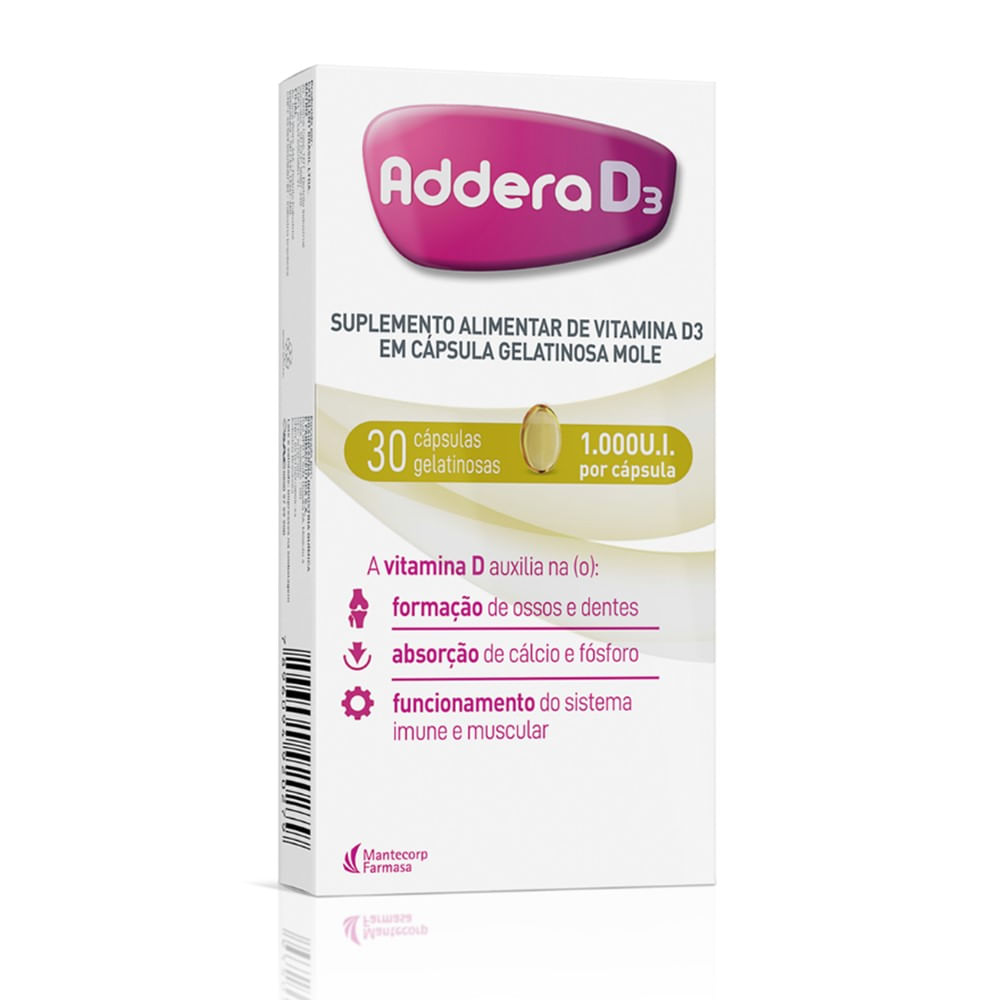 Vitamina D Addera D3 1.000UI com 30 cápsulas - adderab2c