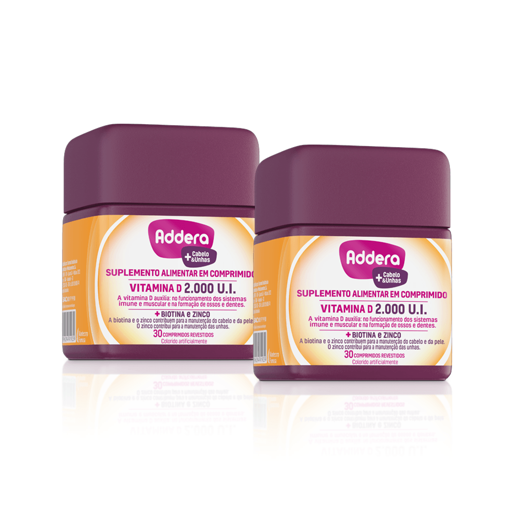 Kit Vitamina D Addera +Cabelo & Unhas 2.000UI com 30 Comprimidos