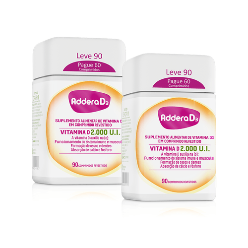 Kit-Vitamina-D-Addera-D3-2.000UI-com-90-Comprimidos Kit-Vitamina-D-Addera-D3-2.000UI-com-90-Comprimidos