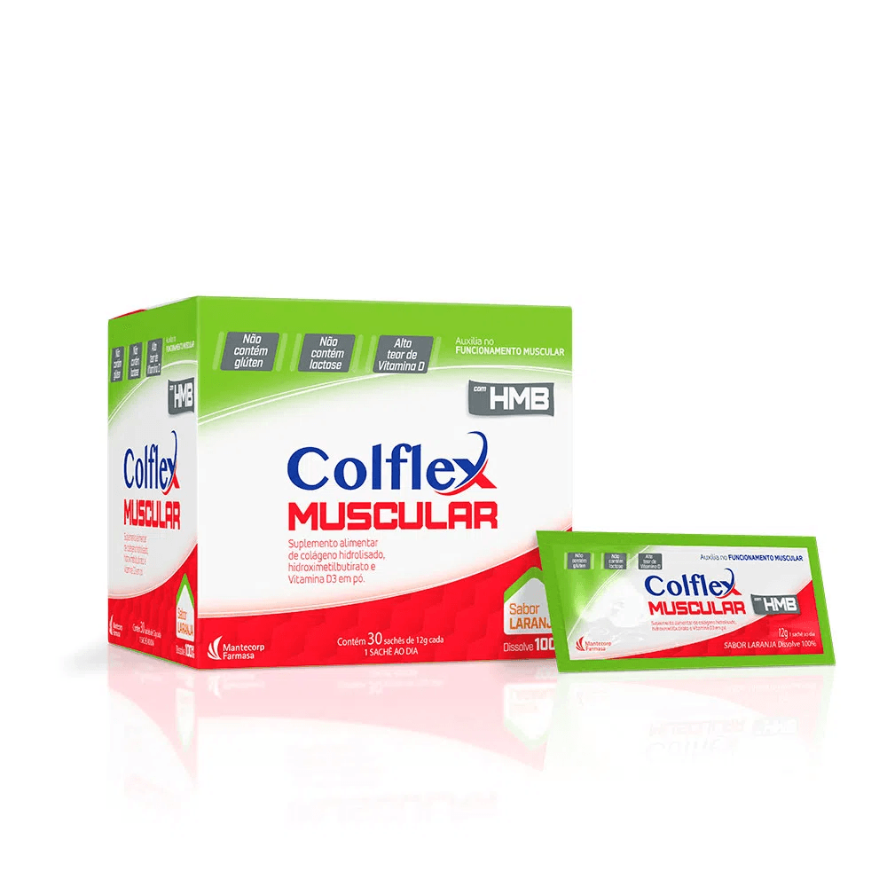 Kit com 2 Colágeno Colflex Muscular Hidrolisado 30 Sachês Sabor Laranja ...